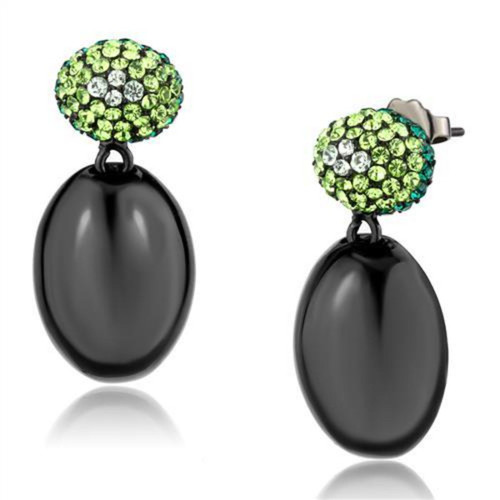 Stainless Steel IP Light Black Stainless Steel Women's Earrings with Multicolor Crystals - IMAGE 1