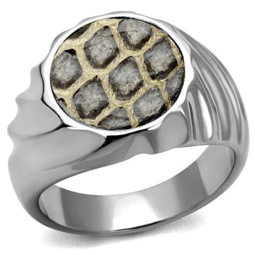 Men's Stainless Steel Ring with Animal Pattern Leather, Size 12 (Pack of 2) - IMAGE 1