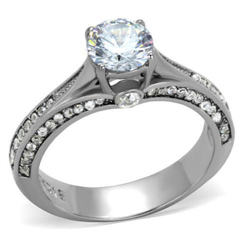 Stainless Steel Women's Cathedral Engagement Ring with CZ - Size 6 - IMAGE 1