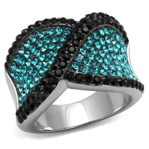 Women's Stainless Steel Ring with Blue Zircon Crystal - Size 7 - IMAGE 1