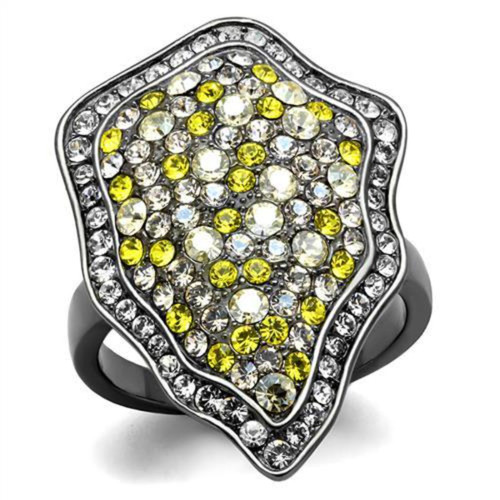 Women's Light Black Ion Plated Pave Stainless Steel Ring with Multicolor Crystals, Size 6 - IMAGE 1