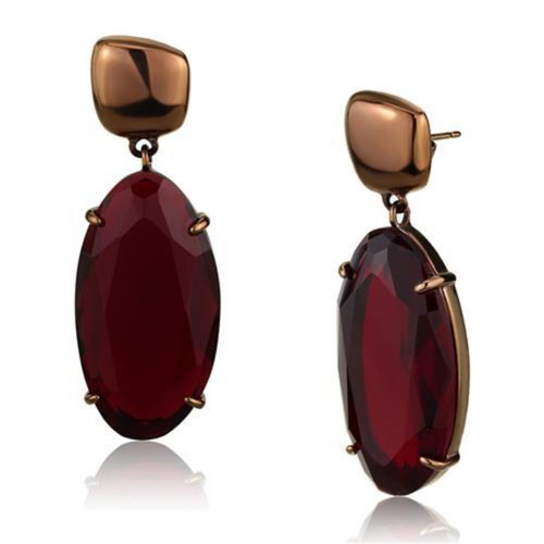 Women's Stainless Steel Dangle and Drop Earrings with Siam Synthetic Glass Stones - IMAGE 1