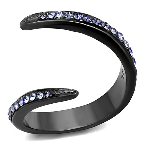 Women's Ion Plated Light Black Stainless Steel Ring with Tanzanite Crystals - Size 9 (Pack of 2) - IMAGE 1