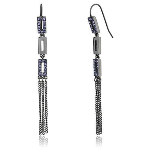 Women's IP Light Black Stainless Steel Earrings with Tanzanite Top Grade Crystals - IMAGE 1