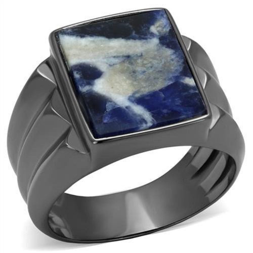Men's Stainless Steel Ring with Capri Blue Semi Precious Sodalite Stone - Size 9 - IMAGE 1