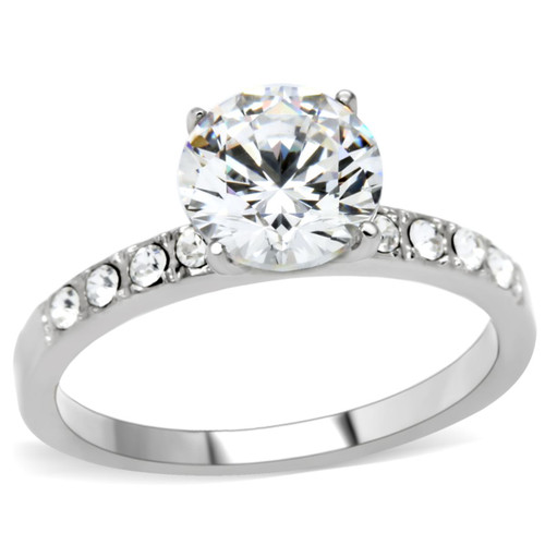 Women's Stainless Steel Engagement Ring with Round CZ Stones - Size 10 (Pack of 2) - IMAGE 1