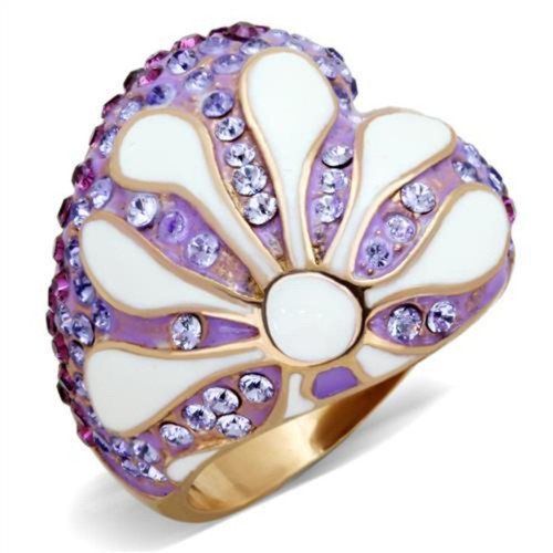 Women's Rose Gold IP Stainless Steel Ring with Multicolor Crystals - Size 5 - IMAGE 1