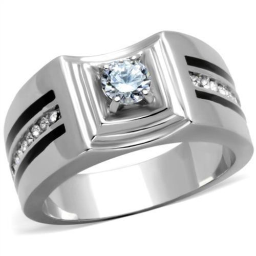 Men's Stainless Steel Ring with Pave Cubic Zirconia and Epoxy - Size 12 (Pack of 2) - IMAGE 1