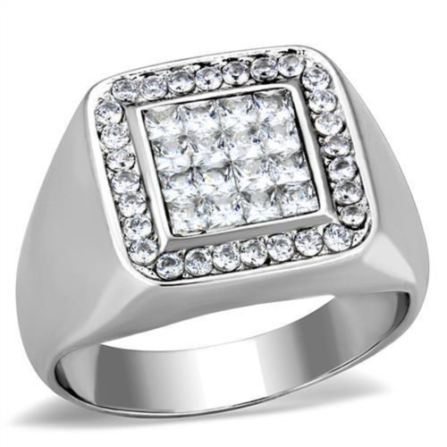 Men's Stainless Steel Ring with Cubic Zirconia - Size 12 - IMAGE 1