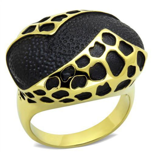 Women's IP Gold Stainless Steel Ring with Black Jet Epoxy - Size 8 (Pack of 2) - IMAGE 1