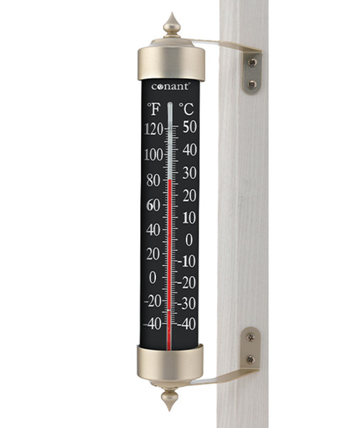 15" Black, White, and Gray T16 Thermometer With Black-Colored dial and Satin Nickel Finish - IMAGE 1