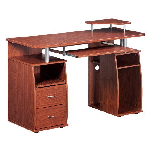 47.25" Mahogany Brown Unique Techni Mobili Complete Workstation Computer Desk with Storage - IMAGE 1