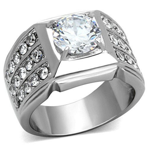Women's Stainless Steel Pave Ring with Round Cubic Zirconia - Size 10 (Pack of 2) - IMAGE 1