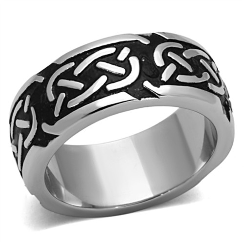 Stainless Steel Men's Celtic Ring with Black Jet Epoxy - Size 9 (Pack of 2) - IMAGE 1