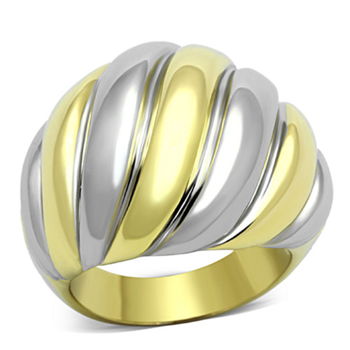 Women's Stainless Steel Two Tone Gold Ion Plated Ring - Size 5 (Pack of 2) - IMAGE 1