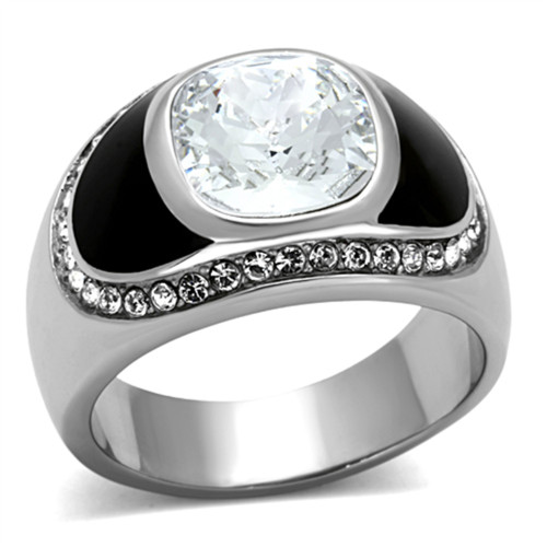 Stainless Steel Men's Ring with Cushion Crystal - Size 13 - IMAGE 1