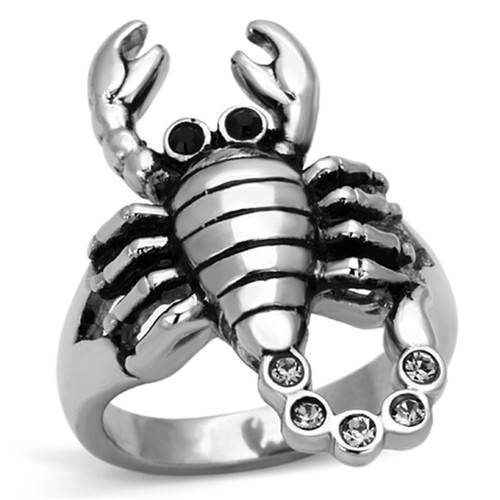 Women's Stainless Steel Scorpion Shaped Ring with Black Jet Crystals - Size 10 (Pack of 2) - IMAGE 1