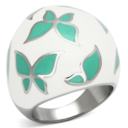 Women's Stainless Steel Ring with Emerald Epoxy - Size 5 (Pack of 2) - IMAGE 1
