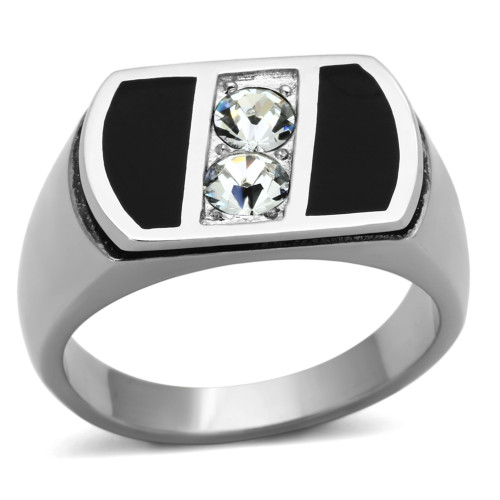 Men's Stainless Steel Tapered Style Ring with Top Grade Crystals - Size 8 - IMAGE 1