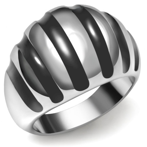 Women's Stainless Steel Striped Ring - Size 9 (Pack of 3) - IMAGE 1