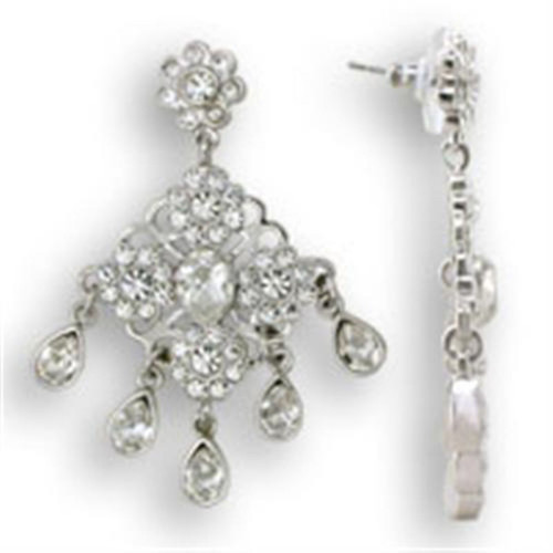 Women's Sterling Silver Drop Earrings with Crystal Stones - IMAGE 1