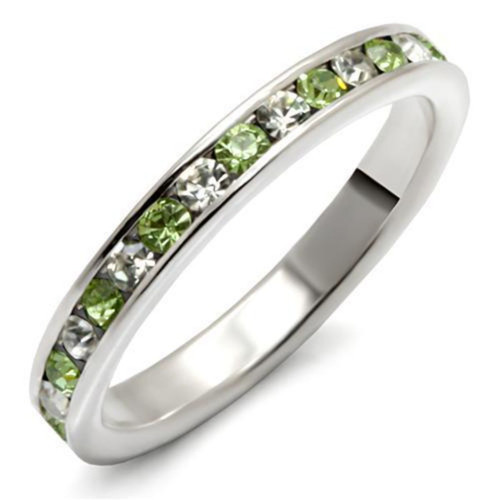 Women's Sterling Silver Ring with Top Grade Crystals Peridot - Size 7 (Pack of 2) - IMAGE 1