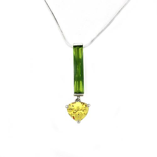 Women's Sterling Silver Pendant Necklace with Multicolor Cubic Zirconia - IMAGE 1