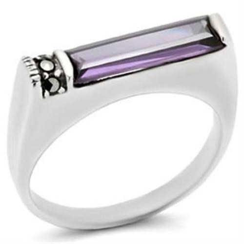 Women's Sterling Silver Ring with Amethyst Cubic Zirconia - Size 5 - IMAGE 1