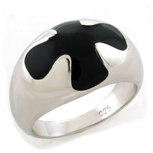 Cross Design Women's Ring with Jet Black Epoxy - Size 9 - IMAGE 1