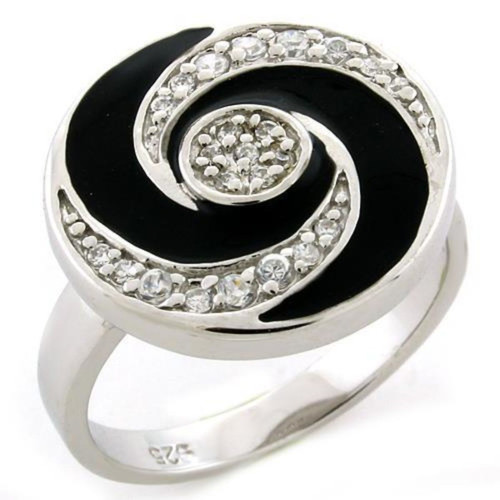 Women's Rhodium Plated Sterling Silver Swirl Ring with AAA Grade CZ Clear - Size 5 - IMAGE 1