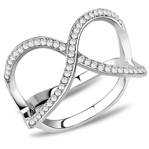 Women's Stainless Steel Infinity Shaped Ring with CZ - Size 5 (Pack of 2) - IMAGE 1