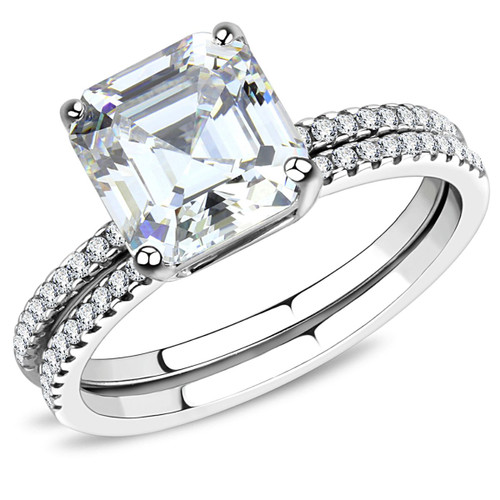 Women's Stainless Steel Wedding Ring with Cubic - Size 7 - IMAGE 1