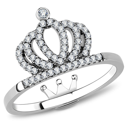 Women's Stainless Steel Crown Shaped Ring with CZ - Size 5 (Pack of 2) - IMAGE 1