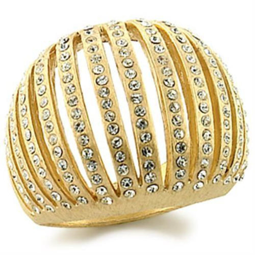 Women's Gold Plated Brass Ring with Top Grade Crystals - Size 8 - IMAGE 1