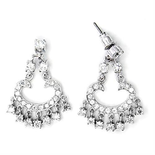 High Polished Women's Sterling Silver Earrings with AAA Grade CZ - IMAGE 1