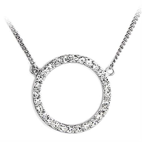 Women's Rhodium Plated Round Pendant Necklace with Crystal, 16-Inch (Pack of 3) - IMAGE 1