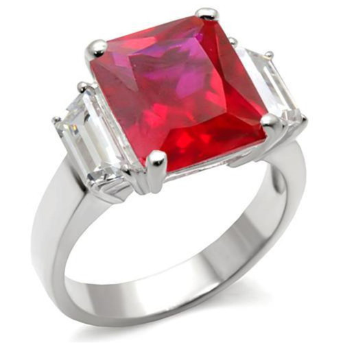 925 Sterling Silver Ring with AAA Grade Cubic Zirconia Garnet Ruby - Size 7 - IMAGE 1
