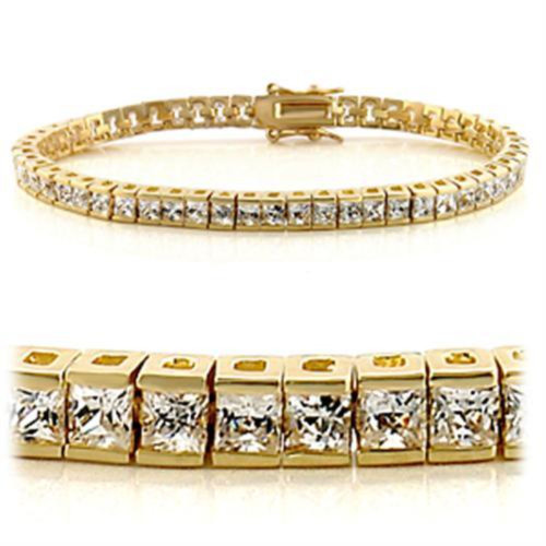 Women's Gold Plated Tennis Bracelet with Cubic Zirconia Stones, 7" - IMAGE 1