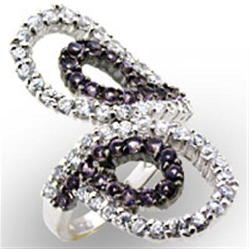 Women's Sterling Silver Ring with Amethyst Cubic Zirconia Stones - Size 9 - IMAGE 1