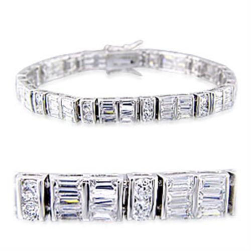 Women's Rhodium Plated Bracelet with Round and Radiant Cubic Zirconia - IMAGE 1