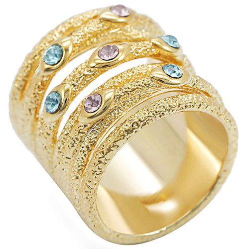 Women's Gold Plated Brass Ring with Top Grade Crystals Multi Color - Size 9 (Pack of 2) - IMAGE 1