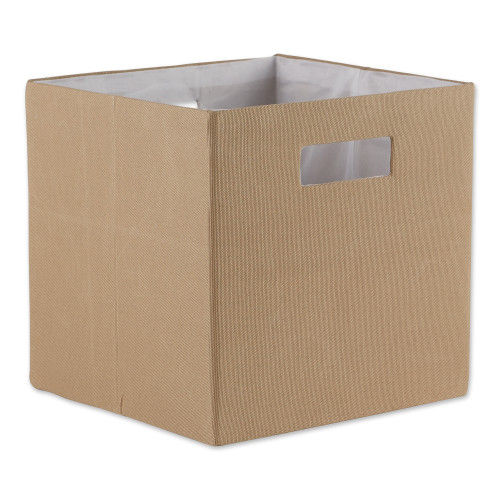 11" Stone Brown Solid Cube Square Storage Bin - IMAGE 1