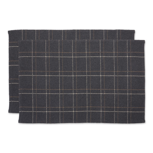 2' x 3' Plaid Rectangular Area Throw Rug - Black - Set of 2 - IMAGE 1