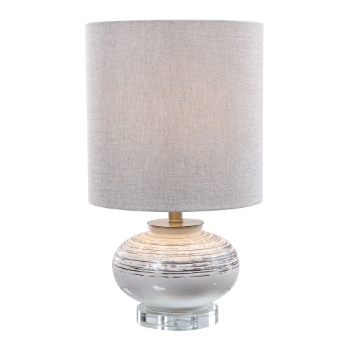 Crystal Foot Ceramic Table Lamp with Tall Shade - 22.5" - White - IMAGE 1