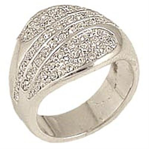Women's Rhodium Plated Brass Ring with Top Grade Crystals - Size 8 (Pack of 2) - IMAGE 1