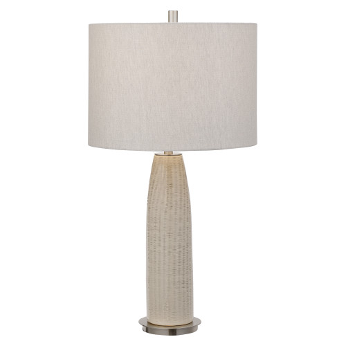 Brushed Glaze Fashionable Table Lamp with Gray Drum Shade - 27.75" - IMAGE 1