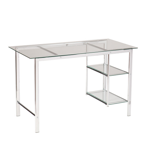 47.25" Silver Contemporary Solid Rectangular Glass Office Desk - IMAGE 1