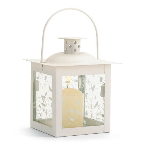 Curling Vine Small Candle Lantern - 4.75" - White and Clear - IMAGE 1