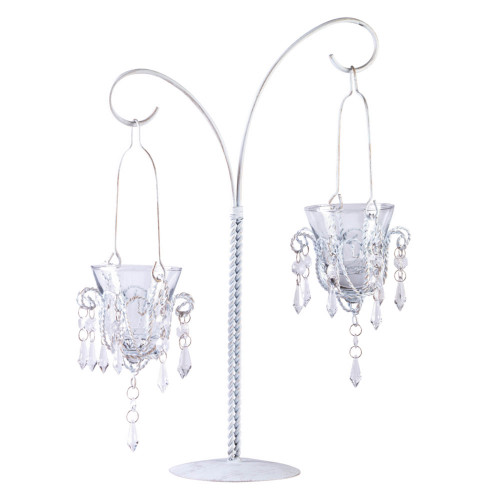Mini-Chandelier Votive Candle Holder - 17" - Silver and Clear - IMAGE 1