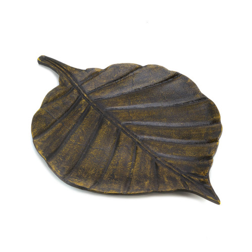 15" Black and Yellow Avery Leaf Decorative Tray - IMAGE 1